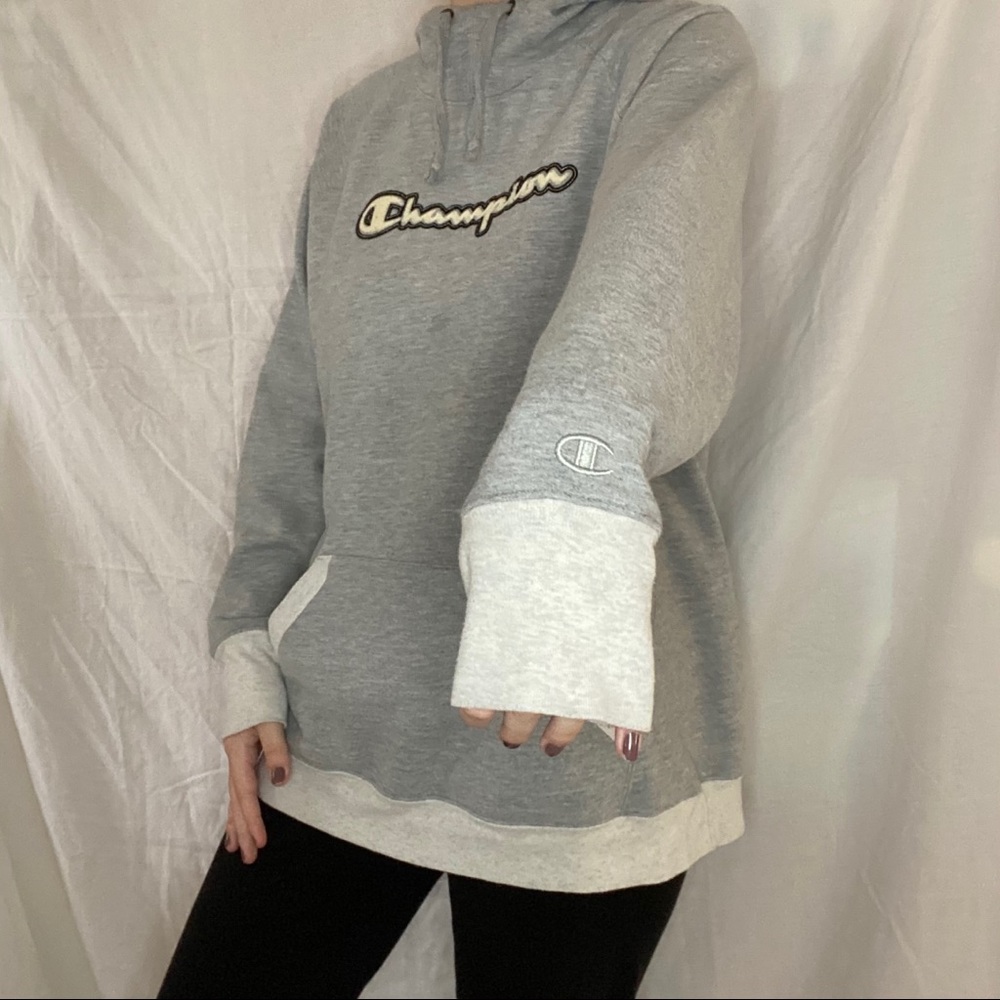 Champion Authentic Gray and Off White Hoodie - Picture 2 of 9